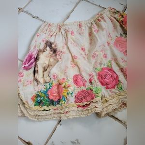 Magnolia Pearl Elise Buddy Shorts Floral Cat Appliqué OS